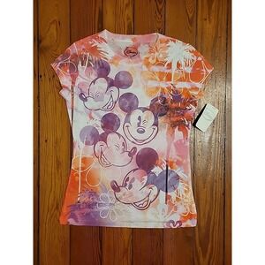 Disney Mickey Mouse Floral Vacation Short Sleeve Size Large